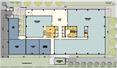 Ground Level floor plan of office building under development by J. A. Billipp